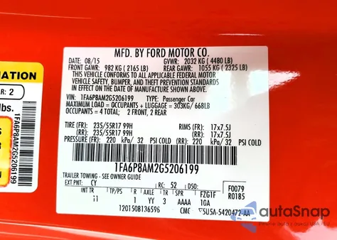 2016 Ford Mustang from USA, damaged, VIN 1FA6P8AM2G5206199